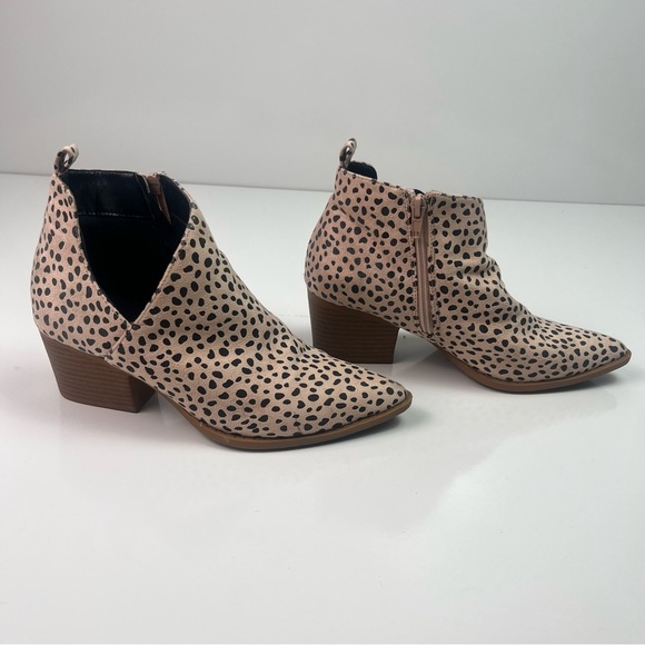 Jolimall Tan Black Dots Ankle Boots Pointed Toe Sz 7 - Picture 3 of 8